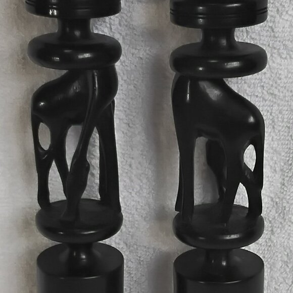 Pair of Wooden Hand Carved Giraffe Candlestick Holders from Uganda!! - Picture 4 of 4